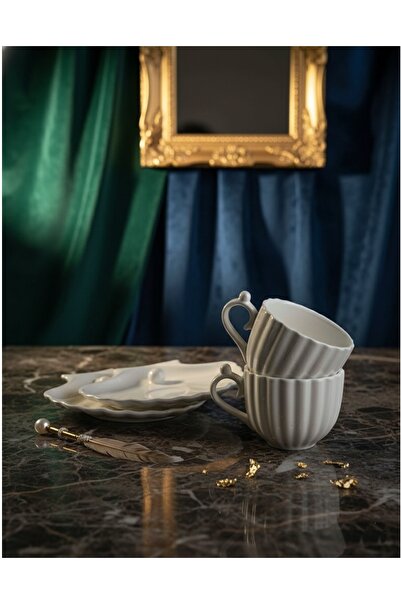 Emsan İstiridye 6 Kişilik Kahve Fincan Takımı Beyaz 90ml