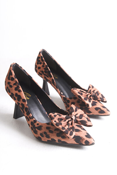 ELAIA SHOES ARLENA Pantofi de damă cu toc mare cu fundă și model leopard