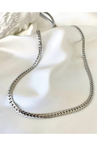 Vitastyle Silver Color Unisex Steel Thick Knitted Chain 55 cm