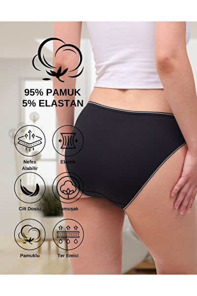 ALYA UNDERWEAR Kadın Pamuklu Külot, Kedi Baskılı - Bato Kalıp - 5 Adet Siyah