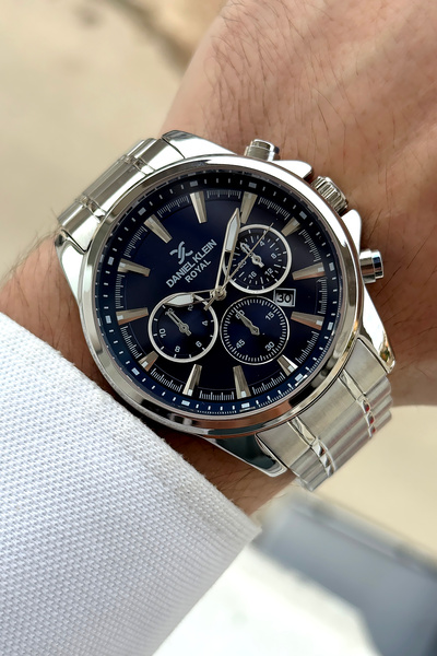 Daniel Klein Yeni Sezon Orijinal Çelik Erkek Saati Gümüş Kordon Lacivert Kadr...