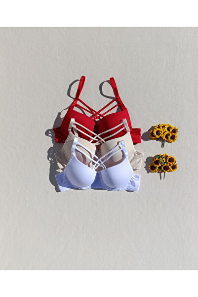 siyalife Sutien cu împingere în sus, căptușit, cu șnur încrucișat, micro 3 piese