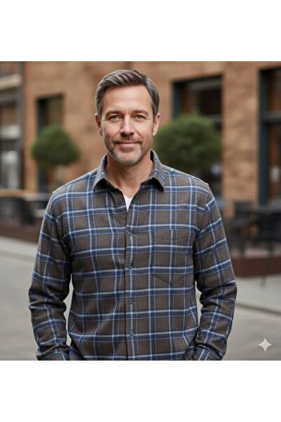 ADVANTE GÜNCÜOĞLU UZUN KOLLU CEPLİ  EKOSELİ KLASİK KIŞLIK ERKEK GÖMLEK
