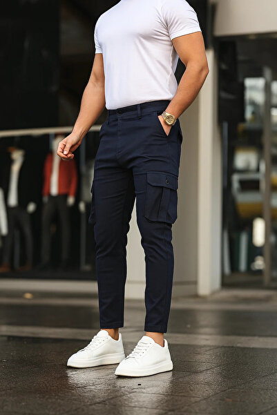 Serseri Slim Fit Körüklü Cep Paça Lastikli Esnek Kumaş Erkek Kargo Pantolon