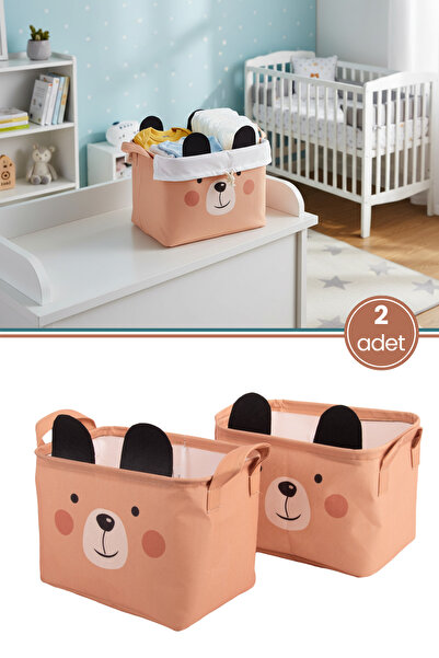 Flora Ayıcık Desenli Kulplu Dikdörtgen Bebek Çocuk Odası Düzenleyici Organizer 2'li Set