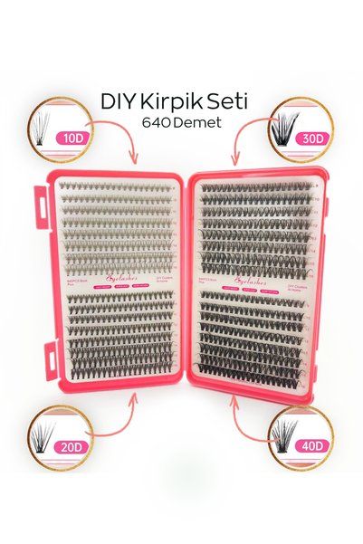 ruby face DIY Kirpik (Temu Kirpik) 640 Hazır Demet Kirpik - 10D-40D Yoğunluk ...
