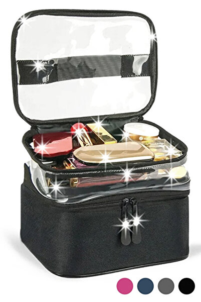 Ankaflex Дамска чанта за грим с две големи отделения, висяща сгъваема чанта за грим за пътуване