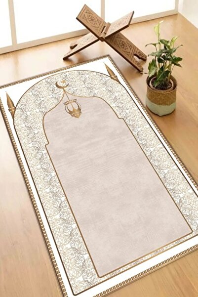 FOREVER ALDORA Seccade Diz Ağrıtmayan Halı Namazlık Beyaz