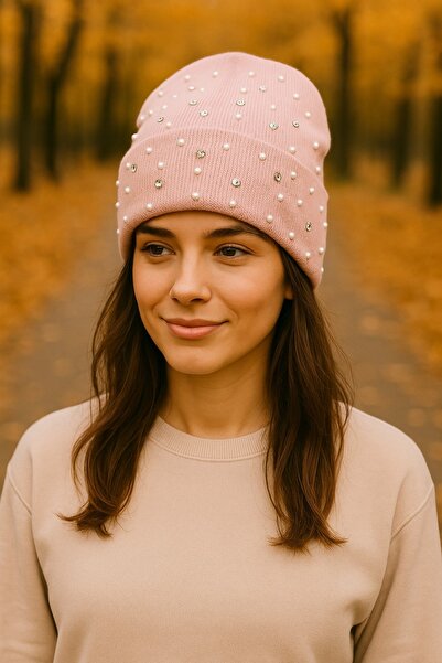 Netodak Elegant Women's Beanie with Pearl and Shiny Stone Detailing, Sparklin...