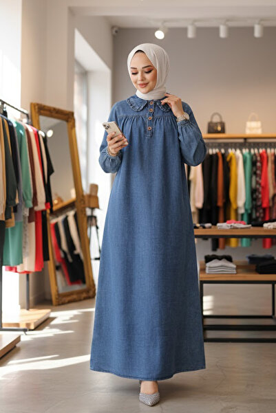 Neva Style Детальний опис Темно-синя сукня з джинсової тканини 19101KM