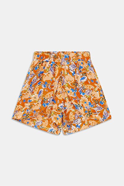 Saade Çok Renkli Kadın Beli Lastikli Önü Parçalı Dokuma Şort - Viskon