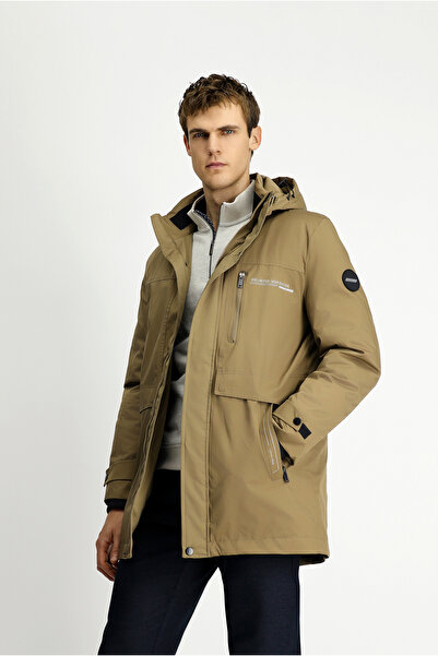 Kiğılı Regular Fit Polyester Plain Hooded Zipper Coat