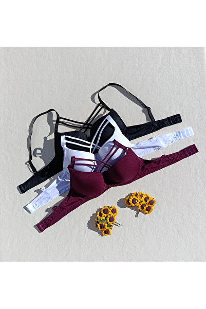 siyalife Σουτιέν Micro 3 τεμαχίων με επένδυση Push Up με επένδυση σταυρωτού κορδονιού