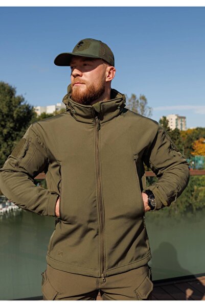Lion camo "Akula" fur-lined softshell jacket, windproof and water-repellent, Outdoor