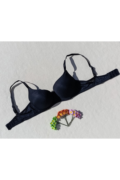 siyalife material reiat Sutien negru cu umplutură push-up