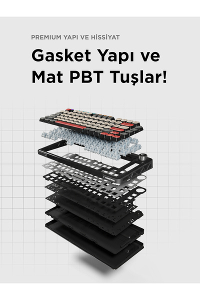 Rampage EIRA Transparan Hot Swap Gasket Oil Switch Q Pudding PBT Keycaps Kablosuz Mekanik Oyuncu Klavyesi