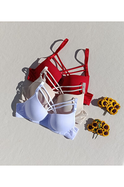 siyalife Sutien cu împingere în sus, căptușit, cu șnur încrucișat, micro 3 piese