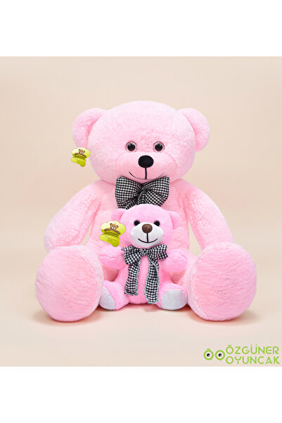 Özgüner Oyuncak 101 Yavrulu Papyonlu Büyük Ayıcık (%100 YERLİ) Pembe