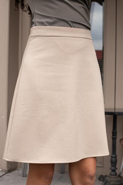 Jument High Waist Lycra Light Fabric - Knee Length Bell Skirt - Mink