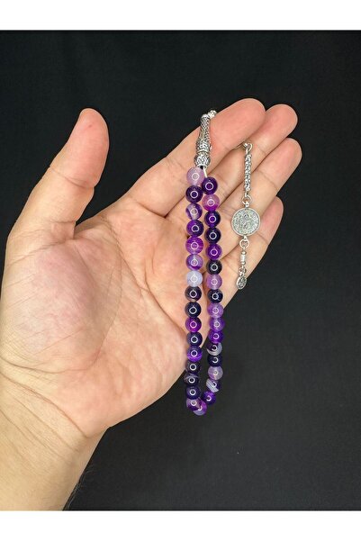 Anemore Collection مسبحة من العقيق الأرجواني الطبيعي مقاس 8 مم T-553