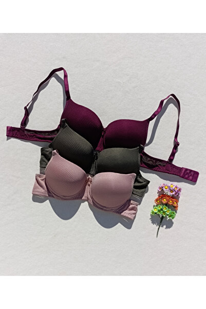siyalife Pachet de 3 sutien cu susținere cu căptușeală cu nervuri economice