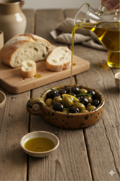 Hoyatap El Yapımı Benekli Yeşil Vintage Tek Kulplu Tarz Kase & Kahvaltılık Me...