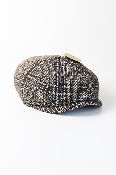 Capstories Erkek Kasket Şapka Kahverengi M - L Beden Uyumlu Arkası Lastikli Kasket