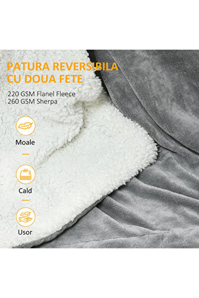 varioshop Thick Reversible Blanket 150x200 cm VarioShop® — soft, warm, elegant, dark gray