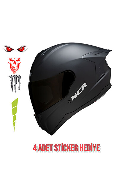 NCR Rapid Siyah Camlı Kapalı Mat Kask (ECE BELGELİ)