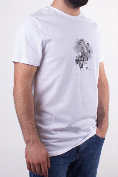 Twister Jeans TWISTER JEANS 2088 BELA MUŠKA MAJICA SA OKRUGLIM OGRLOM