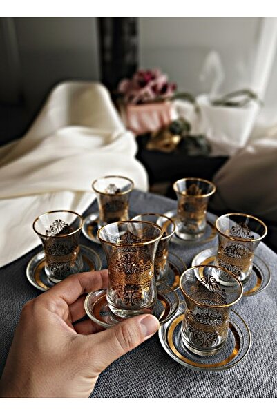 Paşabahçe 62561 Tabanı Kalın Desenli 12 Parça Çay Seti 100 Cc