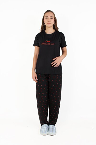 Mckanzie 3203 Milan Crew Neck Short Sleeve Top Long Bottom Cherish Me Pajama Set