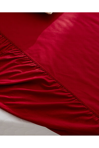 Madame Coco Σεντόνια Manon King Size Plus 100% βαμβακερά ελαστικά σεντόνια Ranforce - Κόκκινο