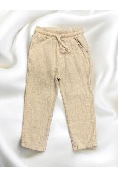 NANİCA Момчешки панталон от лен, с ластик в талията и широки крачоли