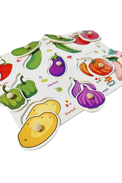 OEM Set 2 puzzle incastru din lemn in limba romana cu fructe si legume pentru copii. 3+