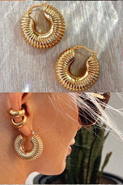 AMORE.İST STORE Burgulu Tombul Gold Halka Küpe