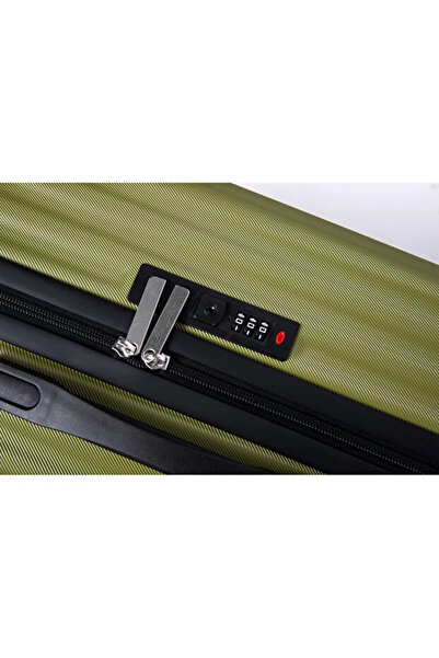 Space Luggage 3 Pcs ABS Hardside Luggage Sets TSA Lock Spinner Wheel Suitcases, Green