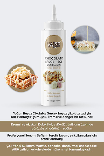 Valse Gerçek Beyaz Çikolatalı Sos (Glutensiz) 330 Gr Waffle & Pankek & Meyve & Kek & Tatlı & Dondurma