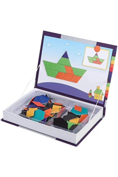 OEM Magnetic Tangram puzzle book, educational and interactive game with 30 models and 140 accessories, 3+