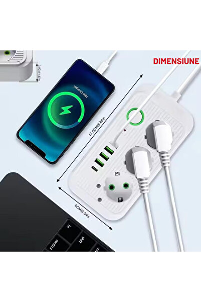 varioshop VarioShop® 2 m extension cord, 3 sockets, 4 USB ports and 1 USB-C port, the smart solution for more