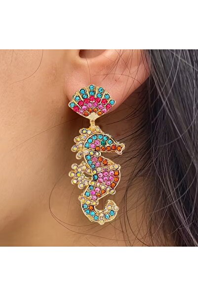 GÜNEBAKAN AKSESUAR Stone Sea Horse Earrings
