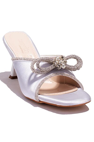 DAGOSTER DZA07-1125029 Srebrna satenska večernja haljina sa štiklama za žene ...