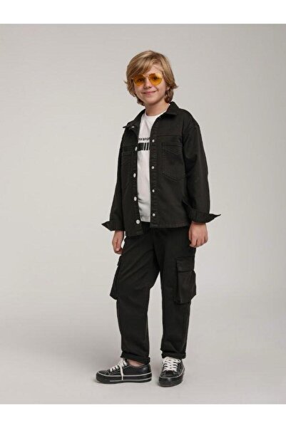 Zekids Pantaloni pentru băiat cu buzunare cargo cu textura moale