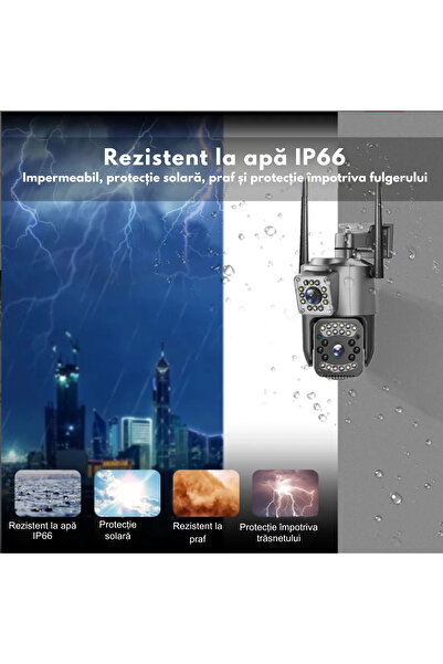 varioshop WiFi Dual-Lens 6MP Surveillance Camera, 355° Rotating, Color Night Vision, Audio, IP66