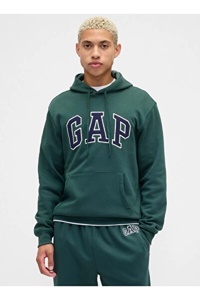 GAP Erkek Koyu Yeşil Logo Relaxed Fleece Sweatshirt
