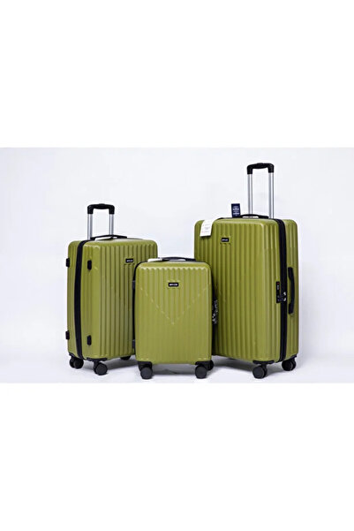 Space Luggage 3 Pcs ABS Hardside Luggage Sets TSA Lock Spinner Wheel Suitcases, Green