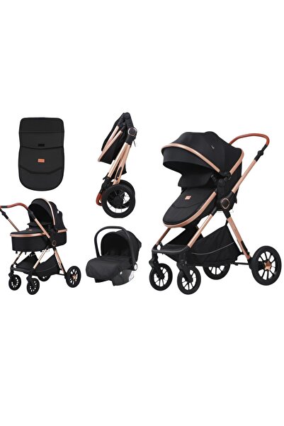 L-Sun Carucior 3in1 (Landou, Parte Sport, Scoica Auto), Pliabil, Geanta, Suspensii duble, 0-36 luni