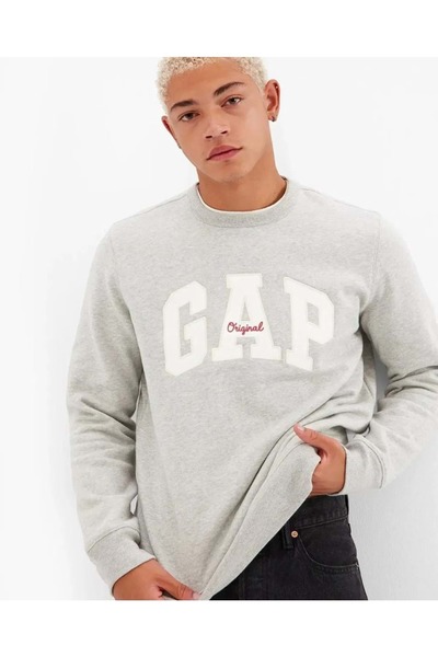 GAP Original Arch Crew Logo 852079 Men's Sweatshirt Gray