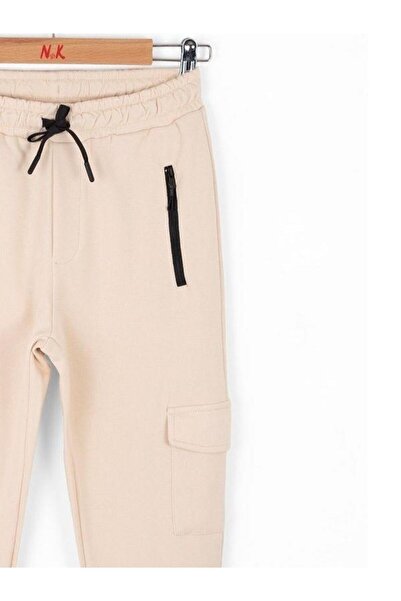 NK Boys' Soft Fabric Trousers with Elastic Waist and Cargo Pockets