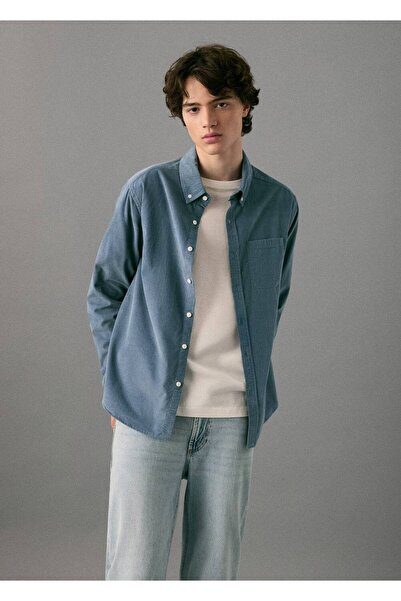 Mango Teen Pamuklu kadife gömlek